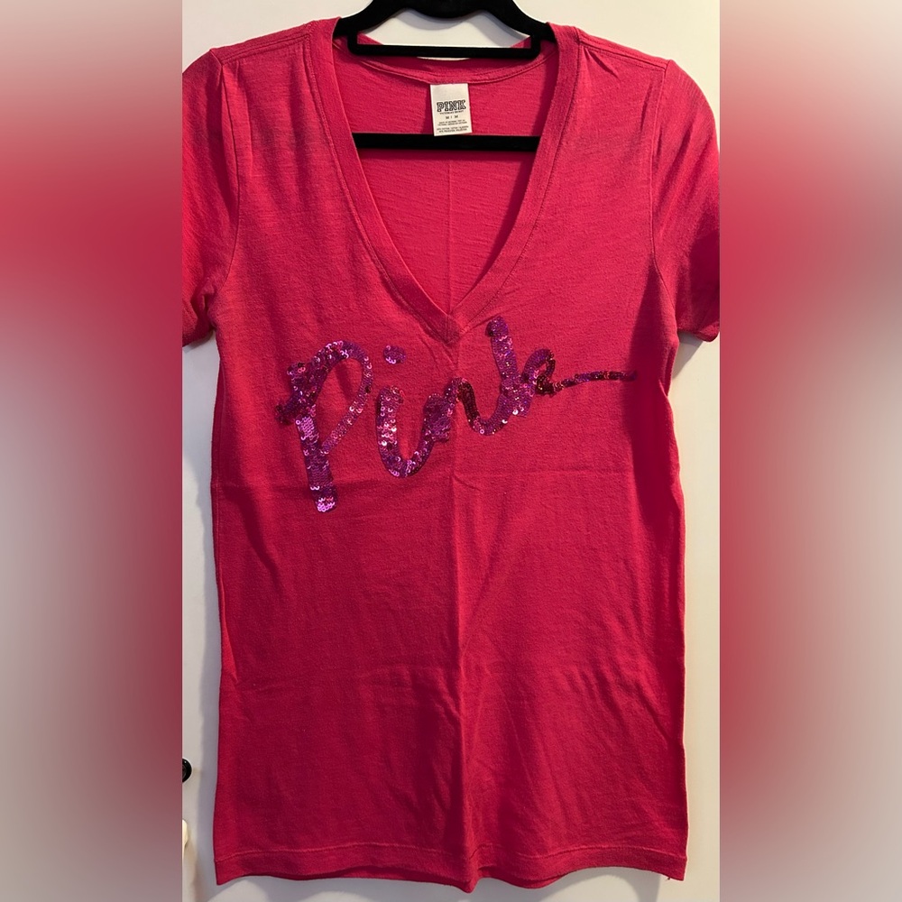 Vintage Y2K PINK bling sequin tee